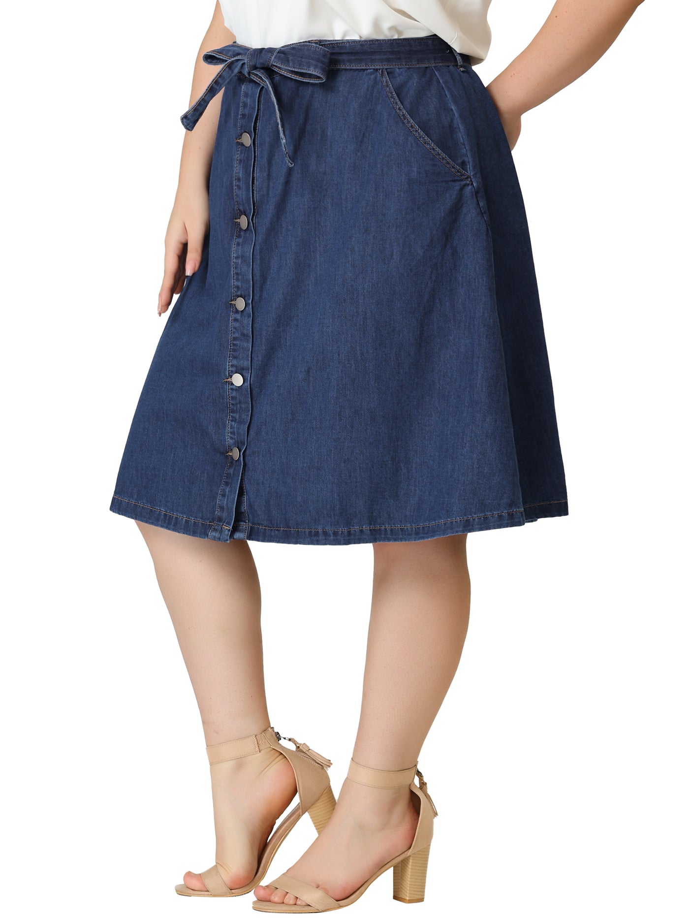 Womens A Line Long MIDI Denim Skirt with Button Front Skirt - China Mini  Skirts and High Waist Skirt price | Made-in-China.com